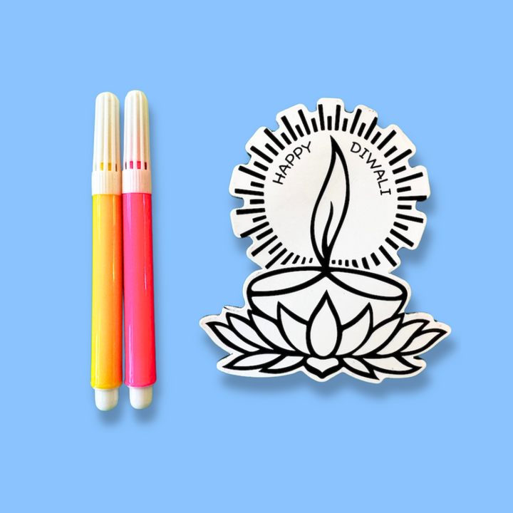 Lotus Diwali Diya Fridge Magnet Coloring Kit