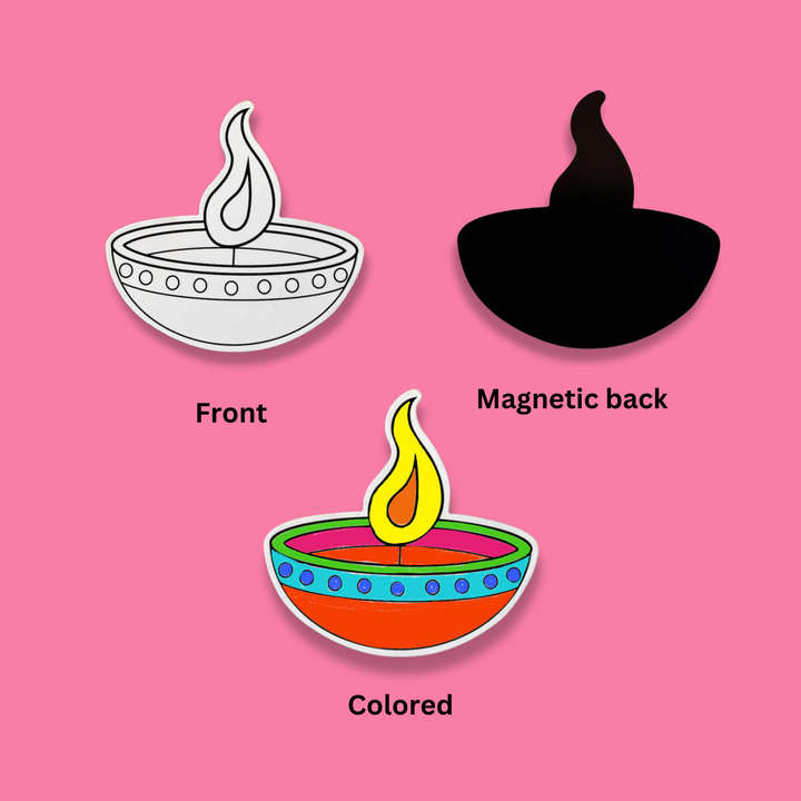 Diwali Diya Fridge Magnet Coloring Kit