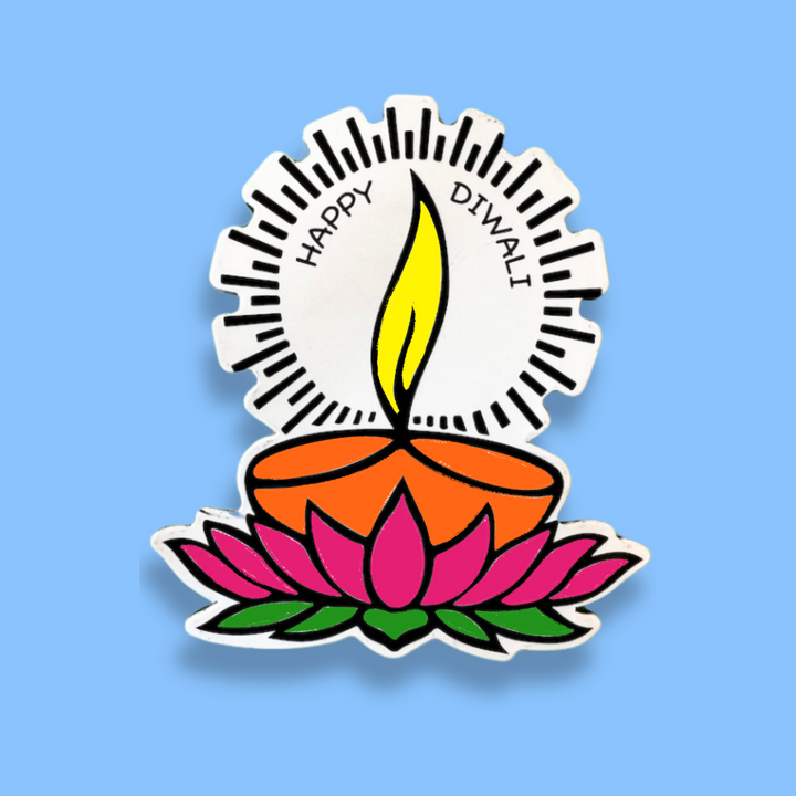 Lotus Diwali Diya Fridge Magnet Coloring Kit