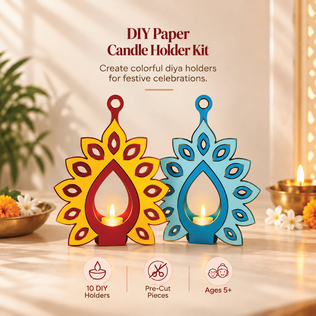 DIY Peacock Diya Holder Kit – Makes 10 Festive Diwali Decorations