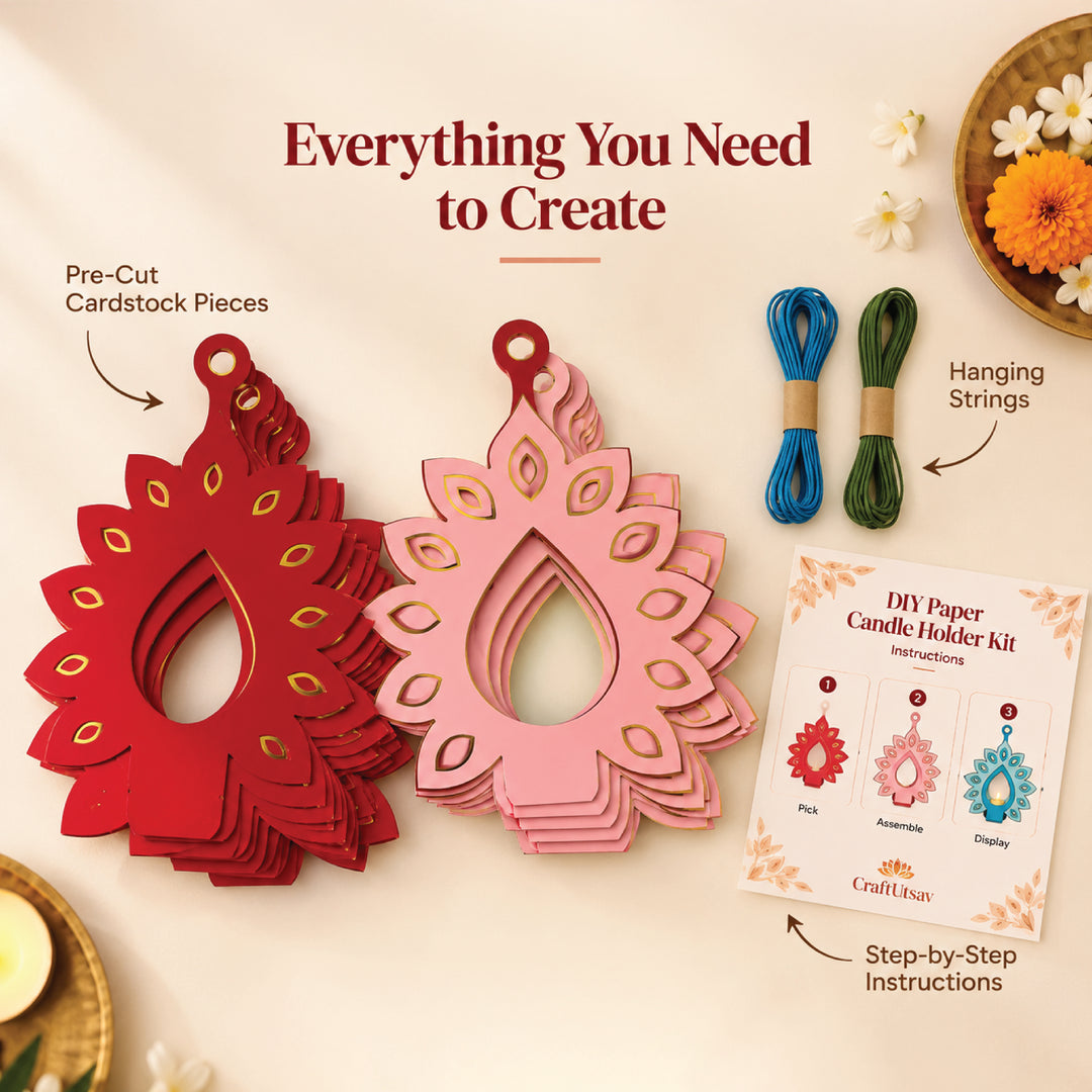 DIY Peacock Diya Holder Kit – Makes 10 Festive Diwali Decorations