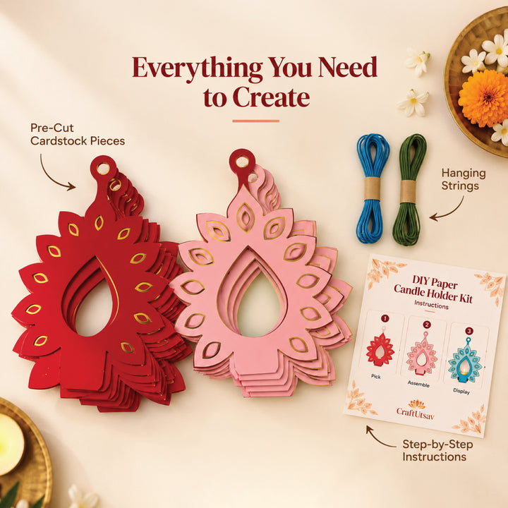 DIY Peacock Diya Holder Kit – Makes 10 Festive Diwali Decorations