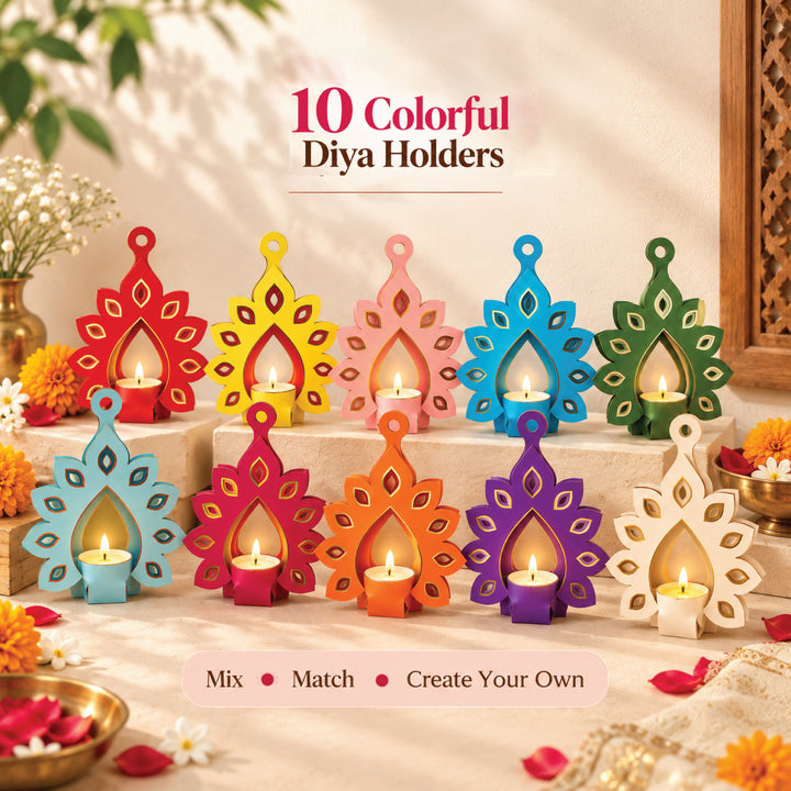 DIY Peacock Diya Holder Kit – Makes 10 Festive Diwali Decorations