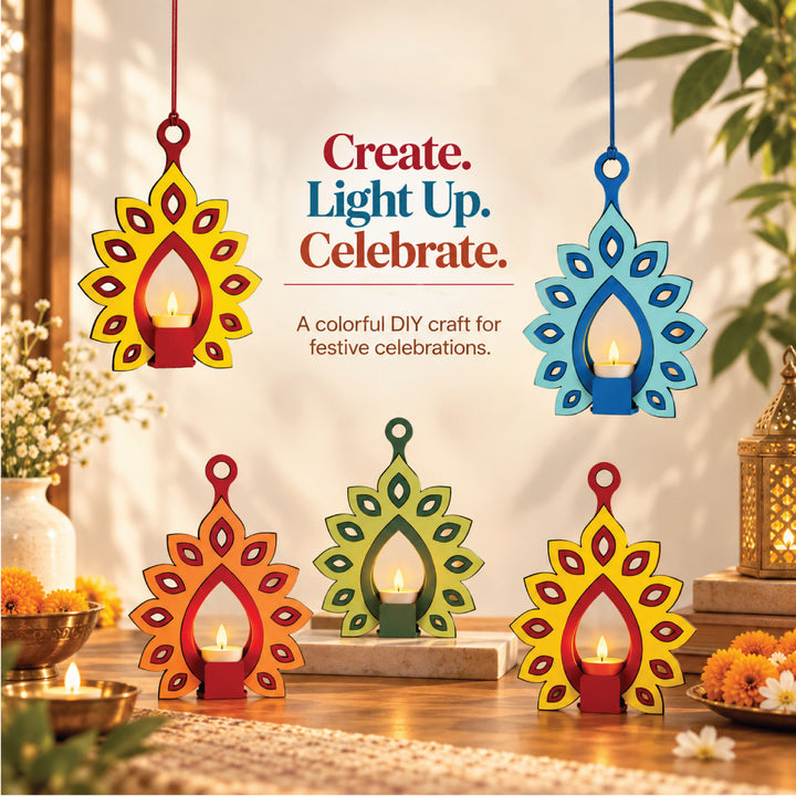 DIY Peacock Diya Holder Kit – Makes 10 Festive Diwali Decorations