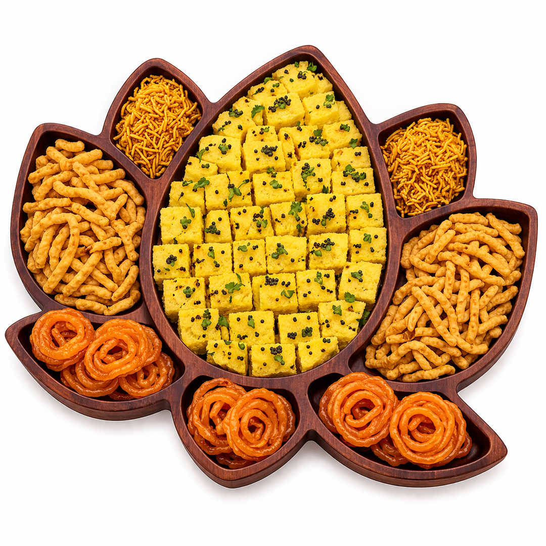Lotus Shaped Acacia Wood Serving Board | Indian Home Decor, 14x11 Inches