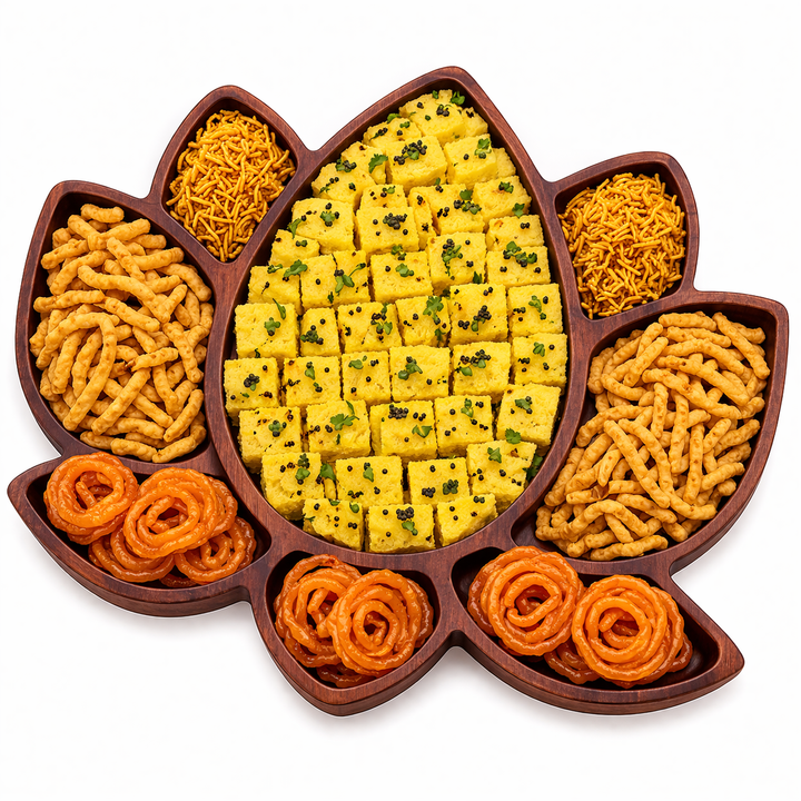 Lotus Shaped Acacia Wood Serving Board | Indian Home Decor, 14x11 Inches