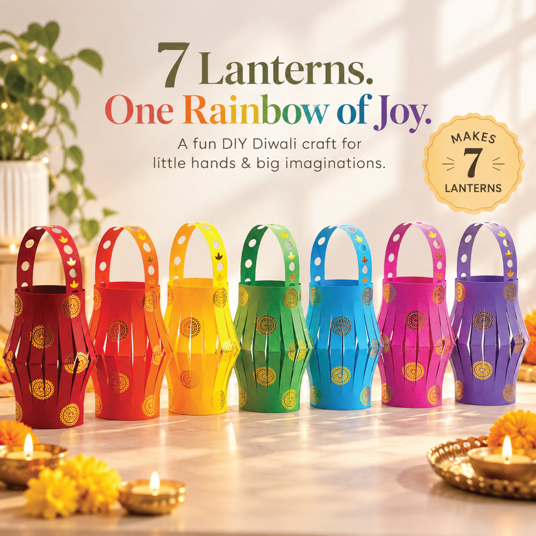 DIY Rainbow Diwali Lantern Kit for Kids – Makes 7 Colorful Lanterns
