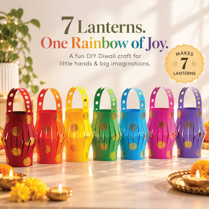 DIY Rainbow Diwali Lantern Kit for Kids – Makes 7 Colorful Lanterns