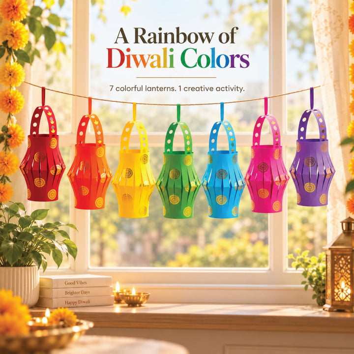 DIY Rainbow Diwali Lantern Kit for Kids – Makes 7 Colorful Lanterns