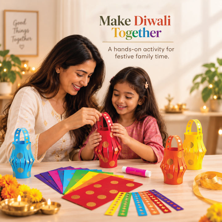 DIY Rainbow Diwali Lantern Kit for Kids – Makes 7 Colorful Lanterns