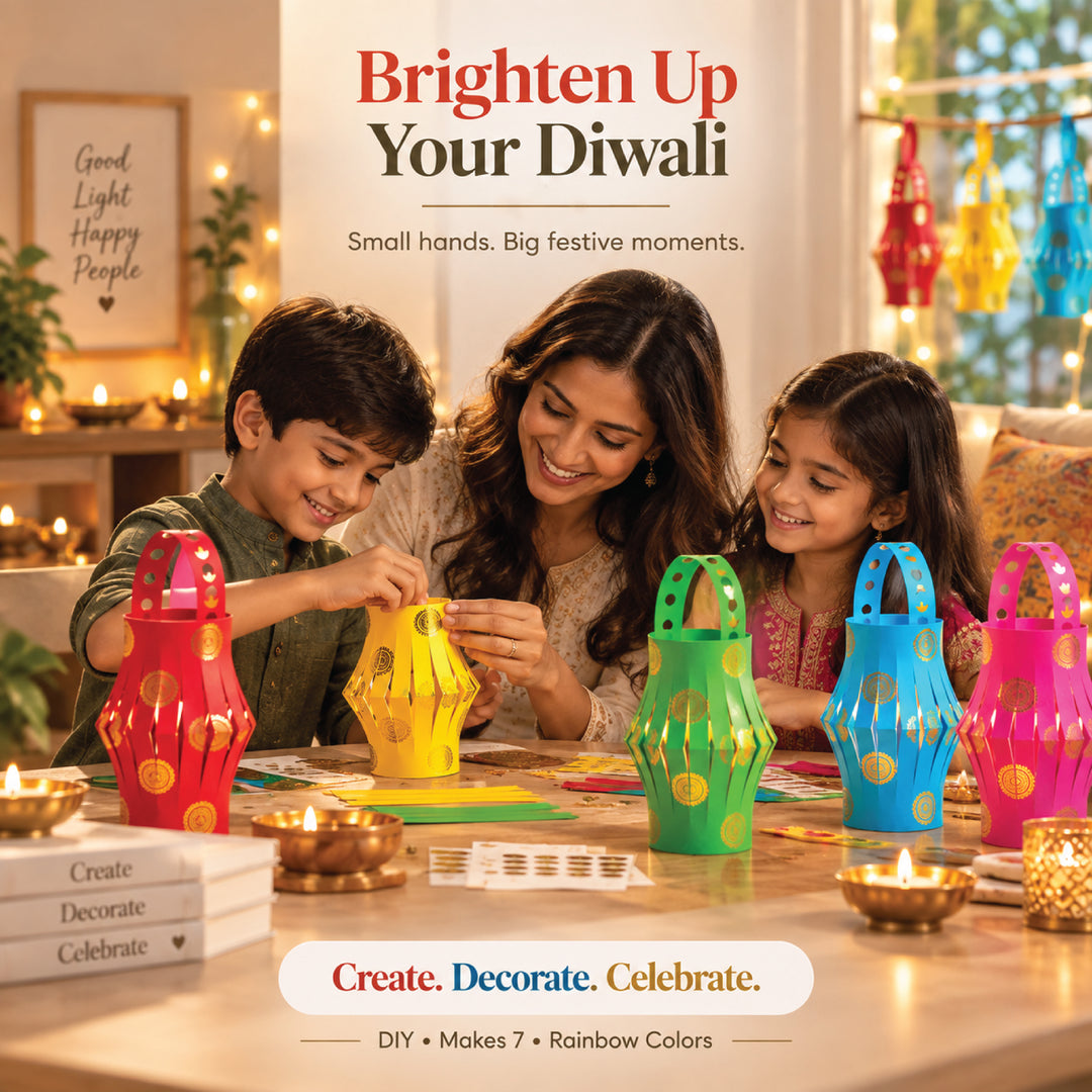 DIY Rainbow Diwali Lantern Kit for Kids – Makes 7 Colorful Lanterns