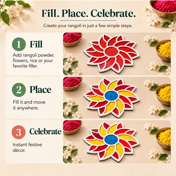 Flower Rangoli Mat (Set of 2)