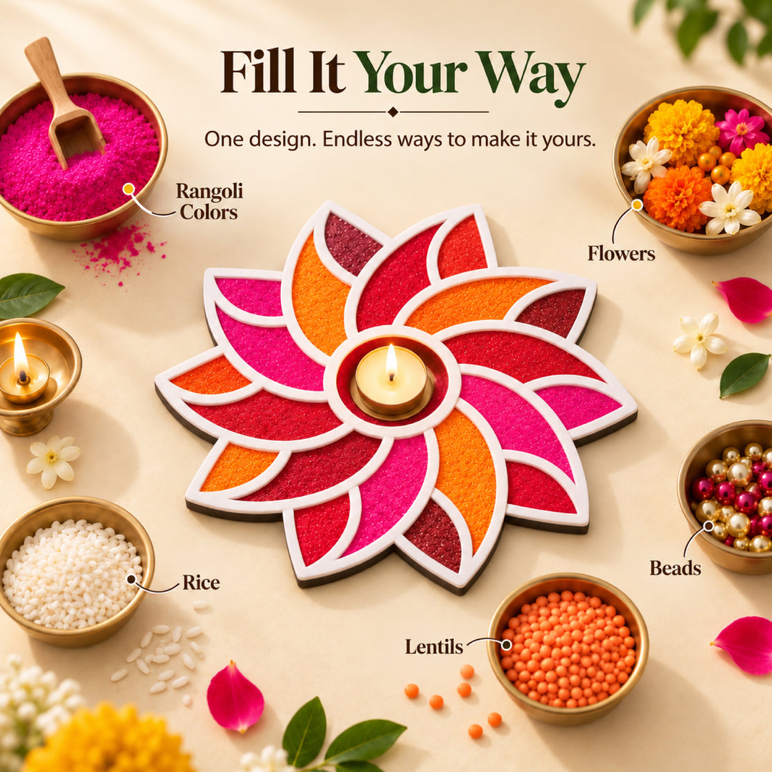 Flower Rangoli Mat (Set of 2)