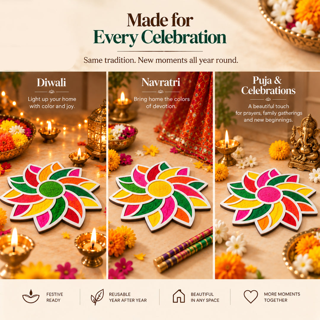 Flower Rangoli Mat (Set of 2)