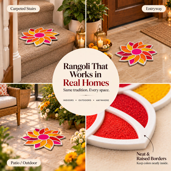 Flower Rangoli Mat (Set of 2)