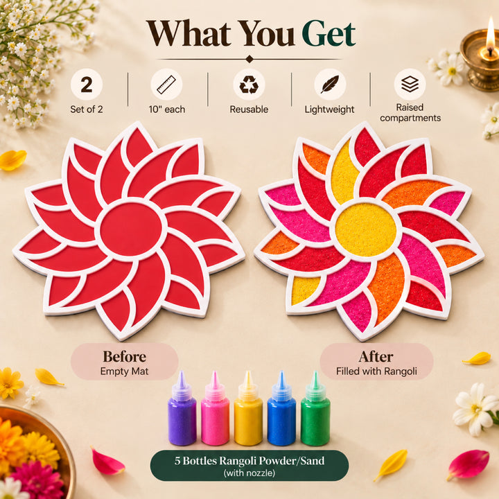 Flower Rangoli Mat (Set of 2)