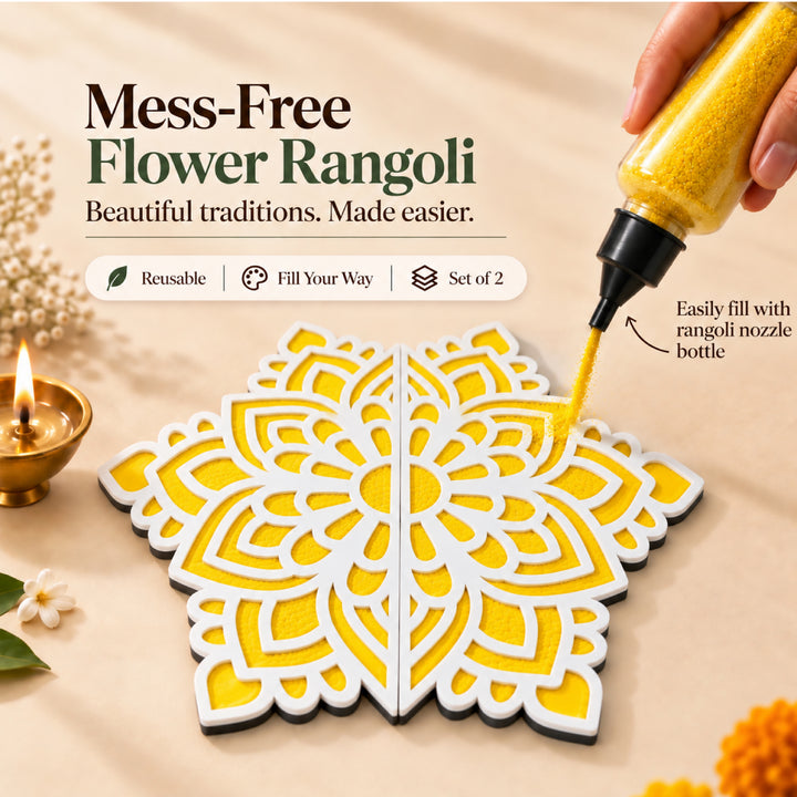 Large Flower Rangoli Mat (Set of 2)