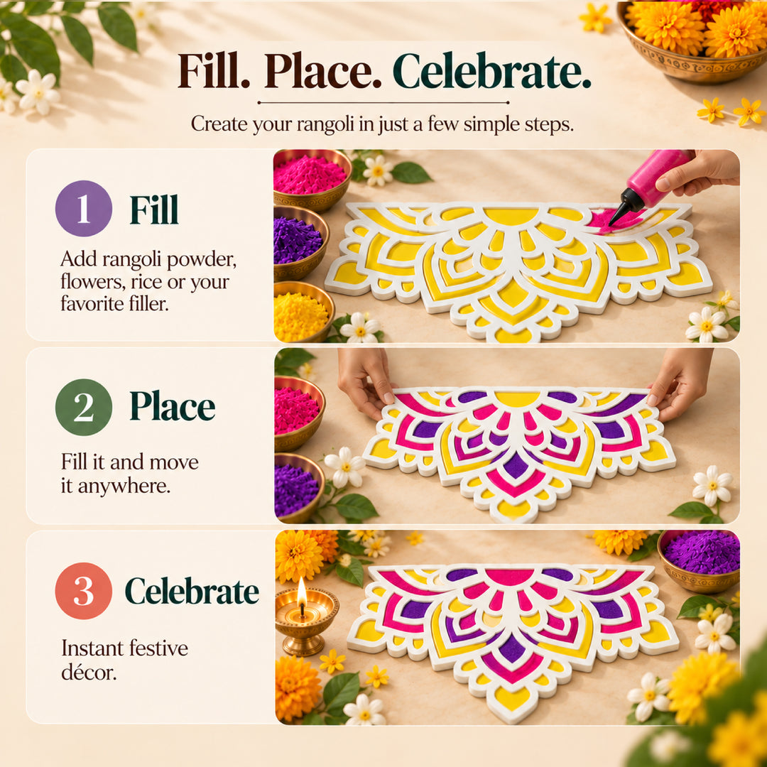 Large Flower Rangoli Mat (Set of 2)