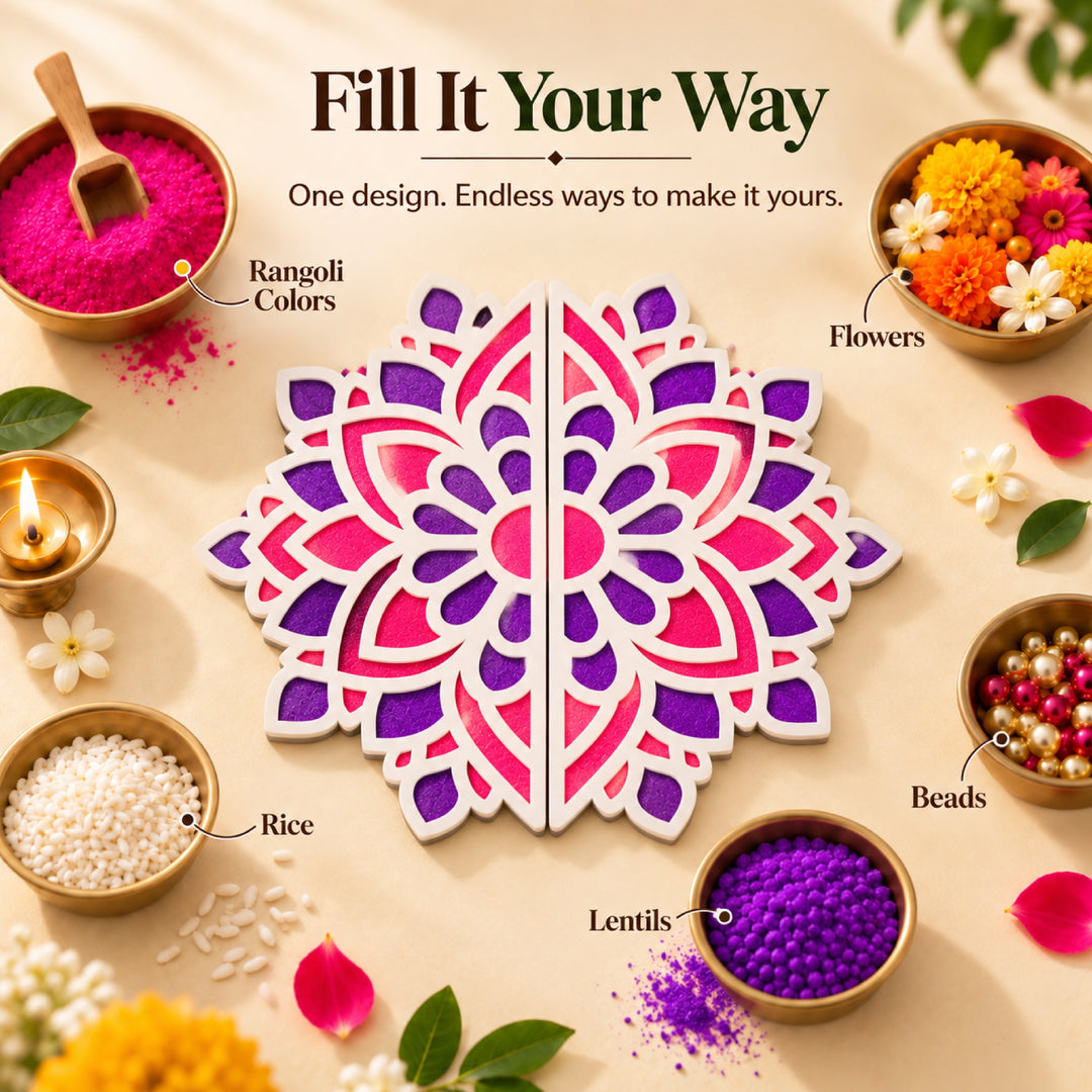 Large Flower Rangoli Mat (Set of 2)