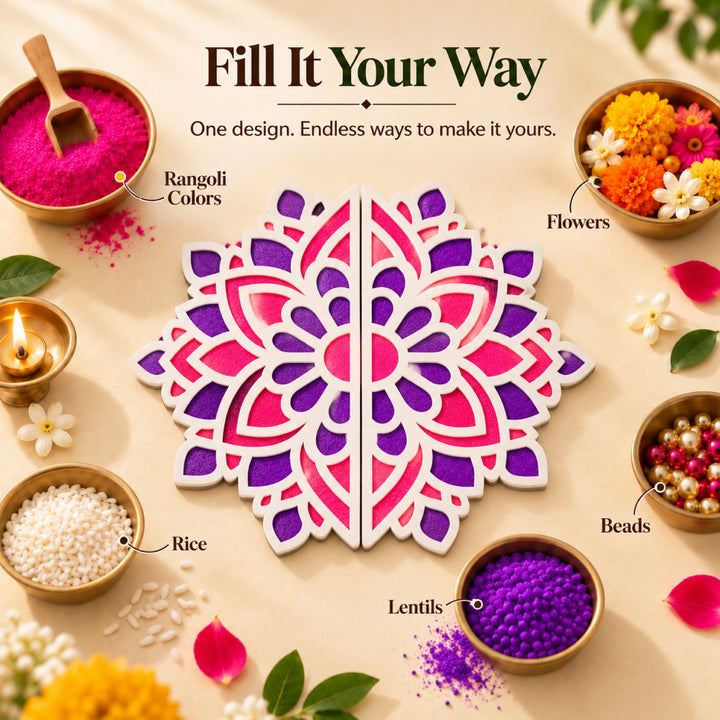 Large Flower Rangoli Mat (Set of 2)