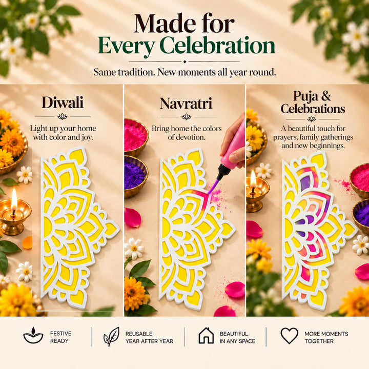 Large Flower Rangoli Mat (Set of 2)