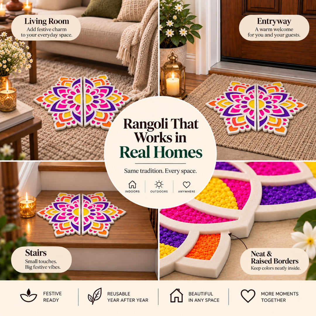 Large Flower Rangoli Mat (Set of 2)