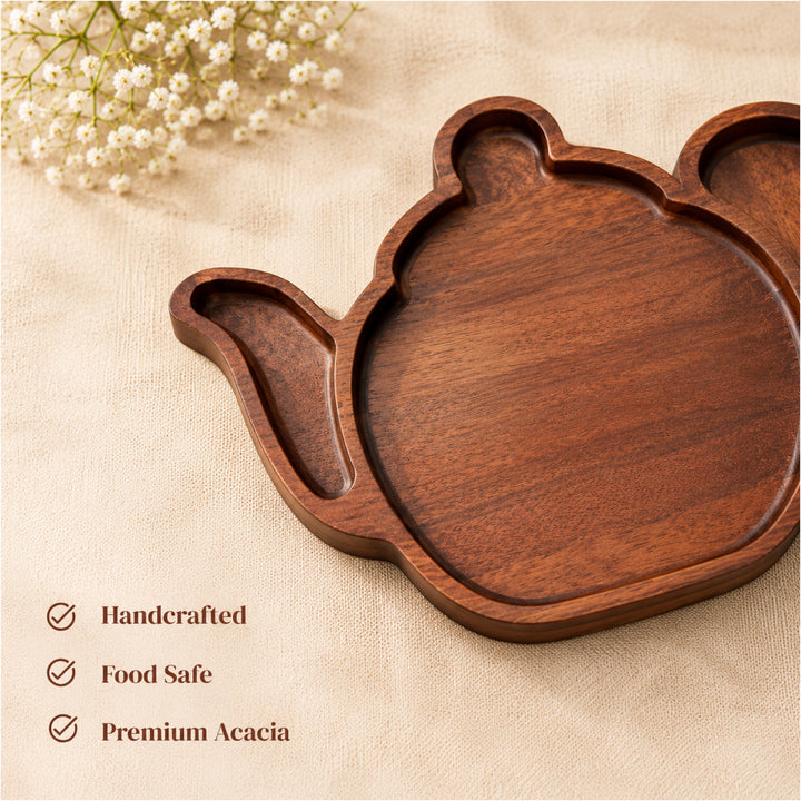 PRE-ORDER : Teapot Shaped Wooden Serving Board with 4 Coasters
