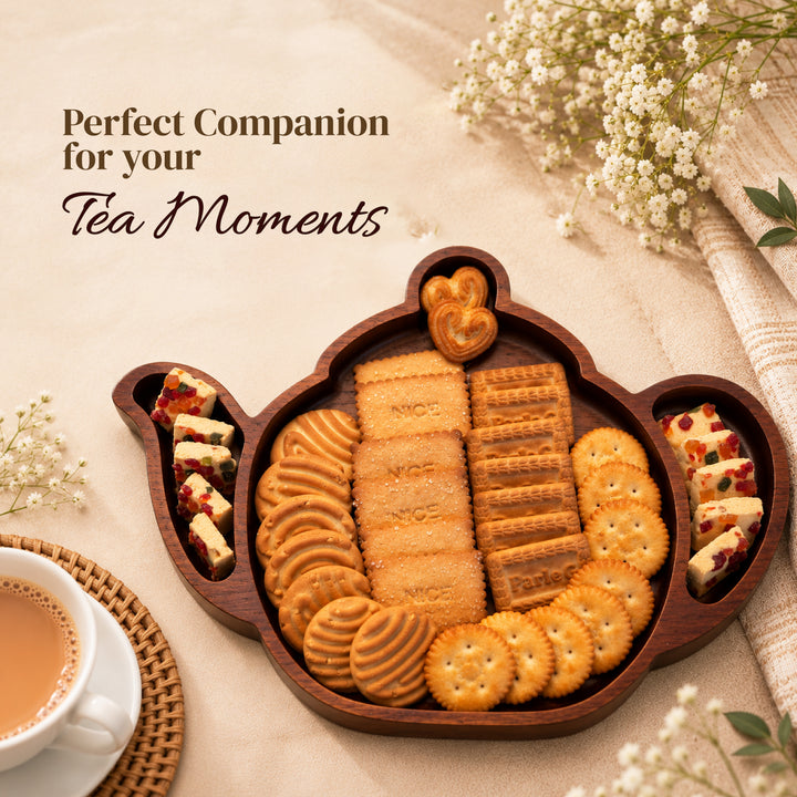 PRE-ORDER : Teapot Shaped Wooden Serving Board with 4 Coasters