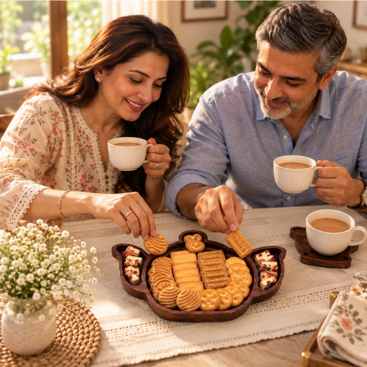PRE-ORDER : Teapot Shaped Wooden Serving Board with 4 Coasters