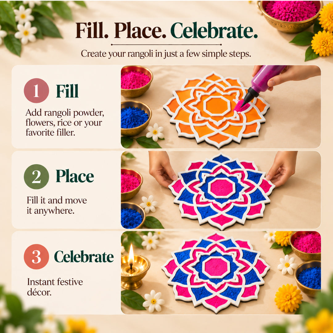 Flower Rangoli Mat (Set of 2)