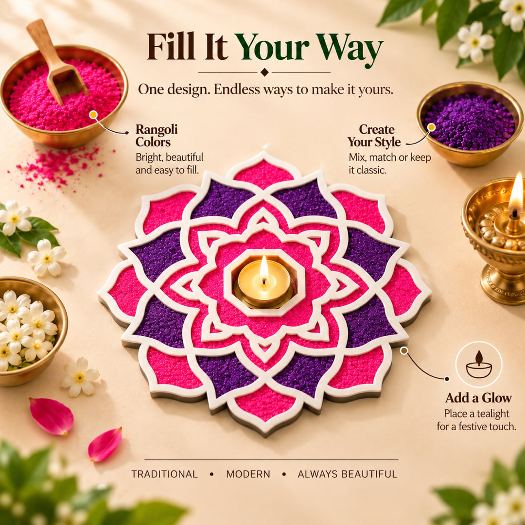 Flower Rangoli Mat (Set of 2)