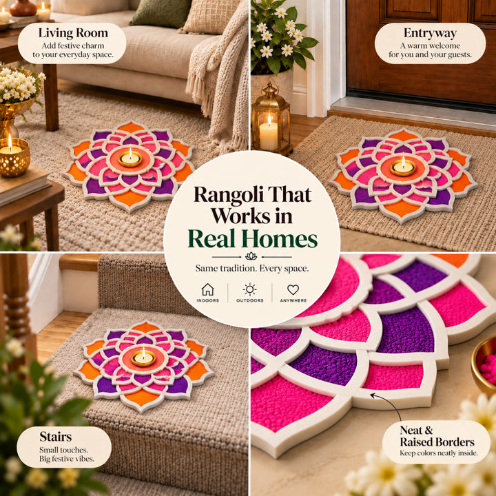 Flower Rangoli Mat (Set of 2)