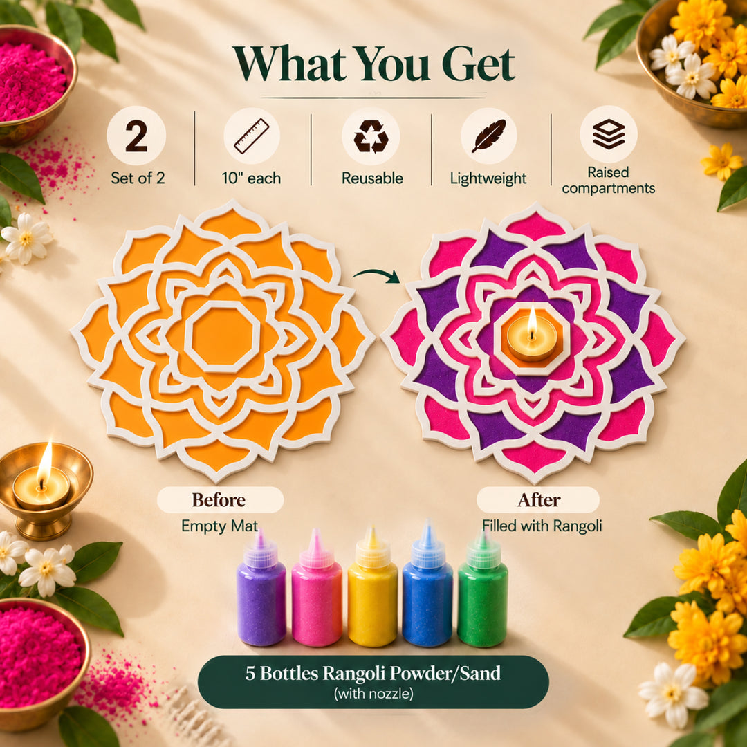 Flower Rangoli Mat (Set of 2)