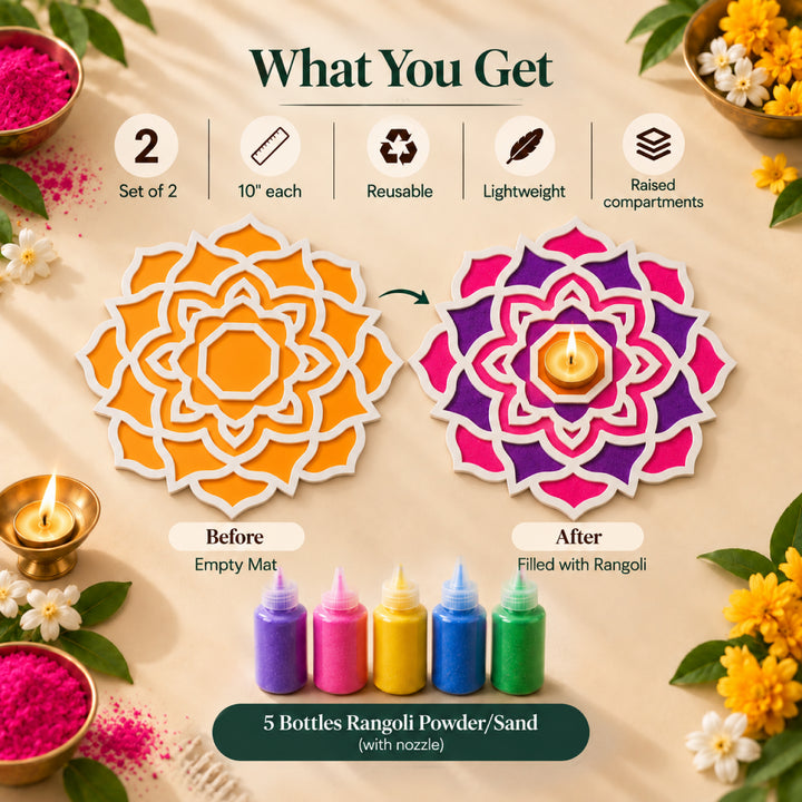Flower Rangoli Mat (Set of 2)