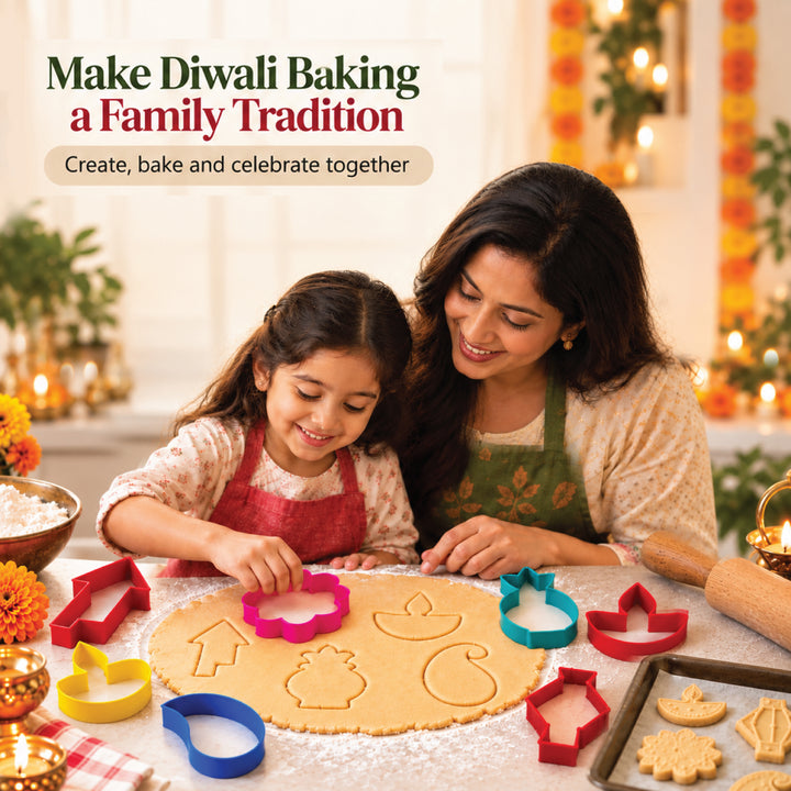 Diwali Cookie Cutter Set, 8 PCS Stainless steel Diya, Lantern, Fireworks, Mandala, Paisley, Lotus, Kalash. Biscuit Pastry Fondant Stencil