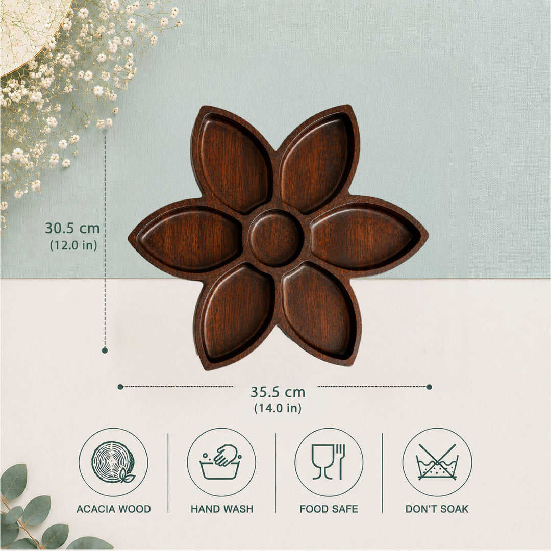 Flower Shaped Acacia Wood Serving Board | 14 x 12 inches | Pre-Order Ships Sep 30th
