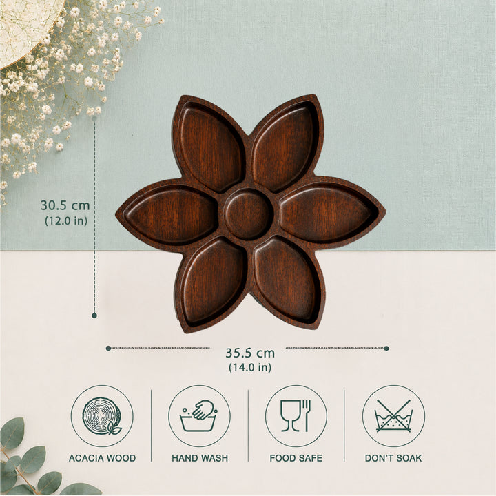 Flower Shaped Acacia Wood Serving Board | 14 x 12 inches | Pre-Order Ships Sep 30th