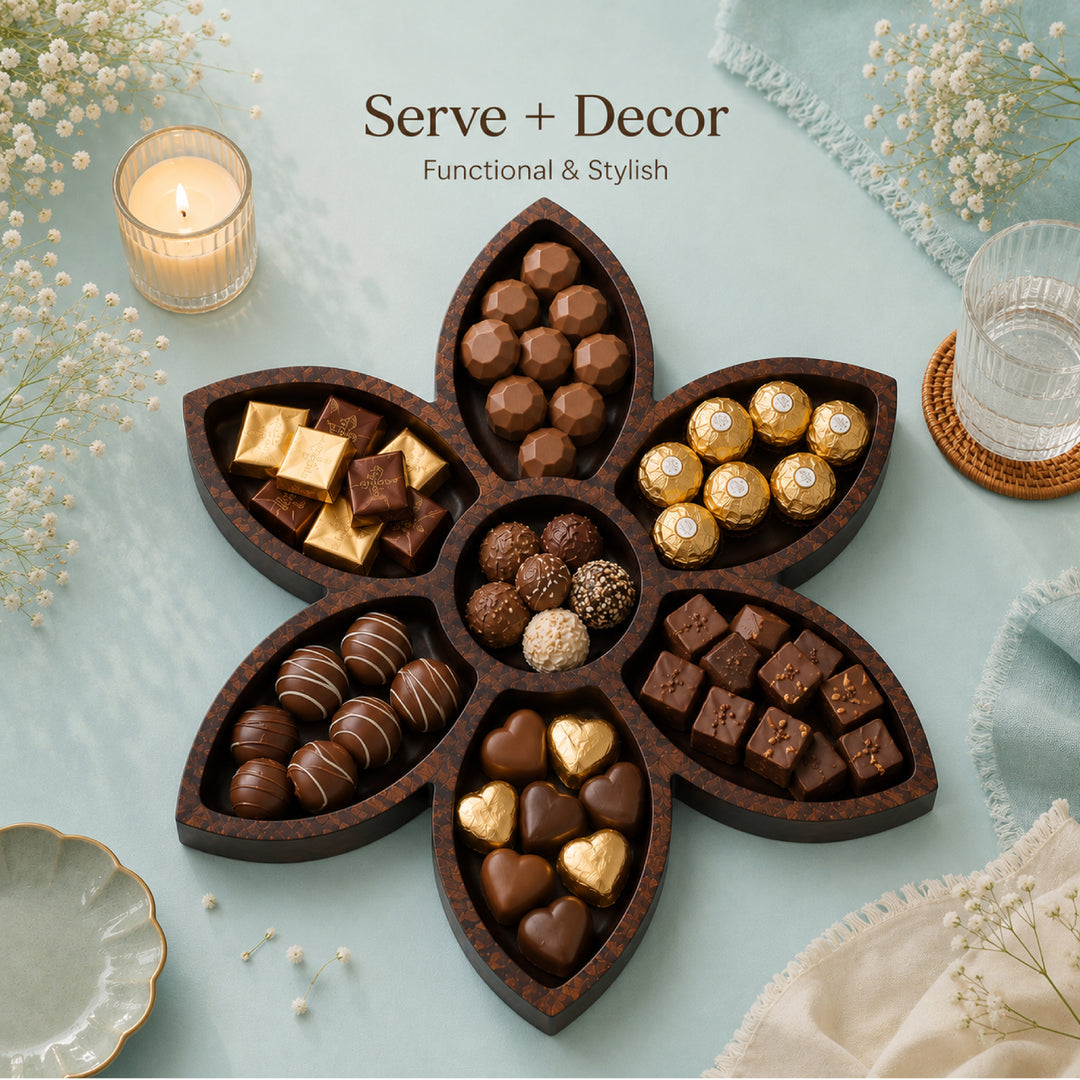 Flower Shaped Acacia Wood Serving Board | 14 x 12 inches | Pre-Order Ships Sep 30th