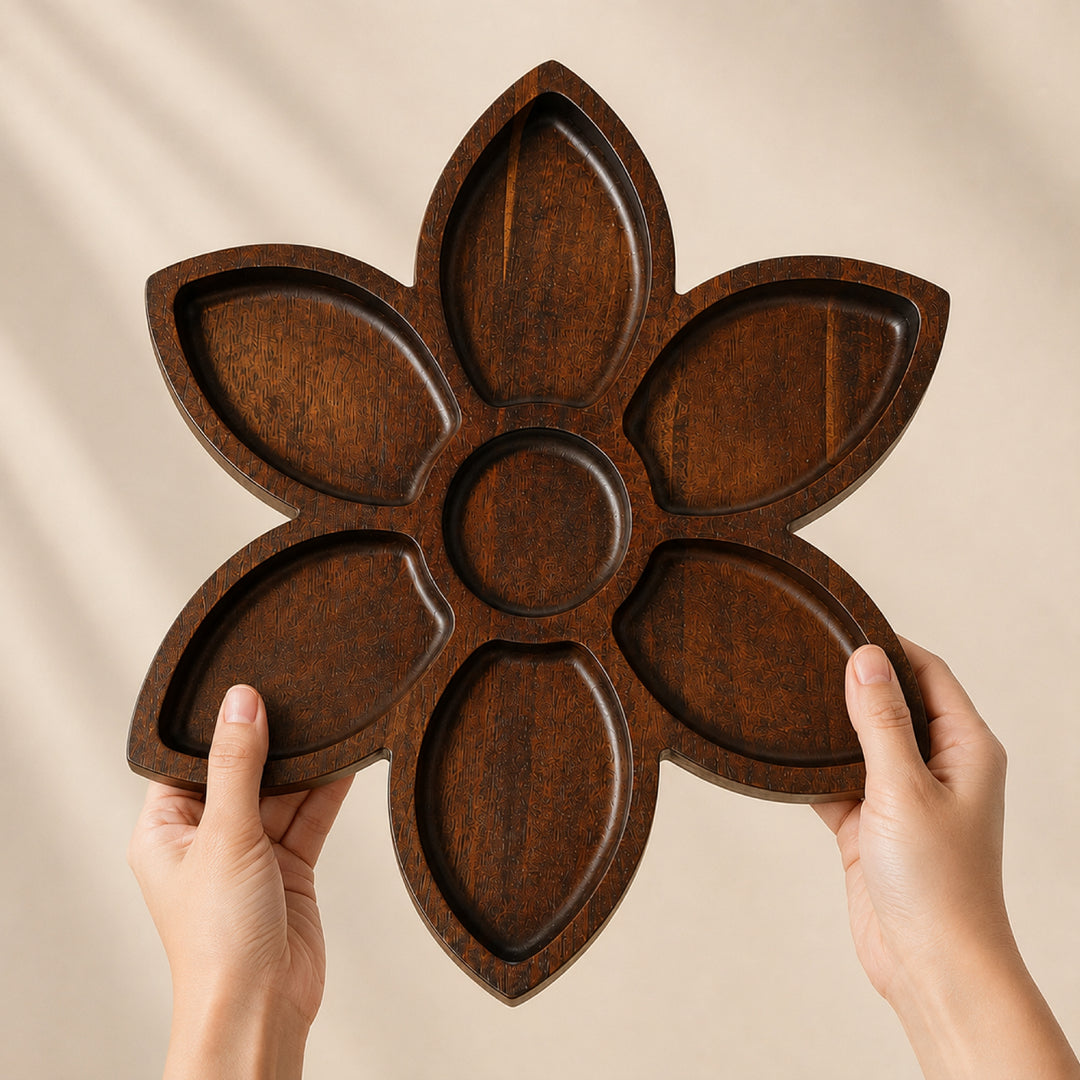 Flower Shaped Acacia Wood Serving Board | 14 x 12 inches | Pre-Order Ships Sep 30th