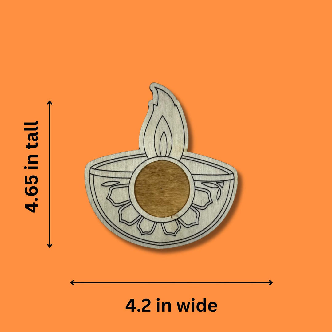 Diwali Diya Wood Coloring Kit with Tea Light Holder
