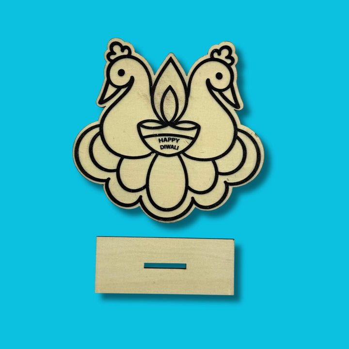 Happy Diwali Peacock Wood Coloring Kit