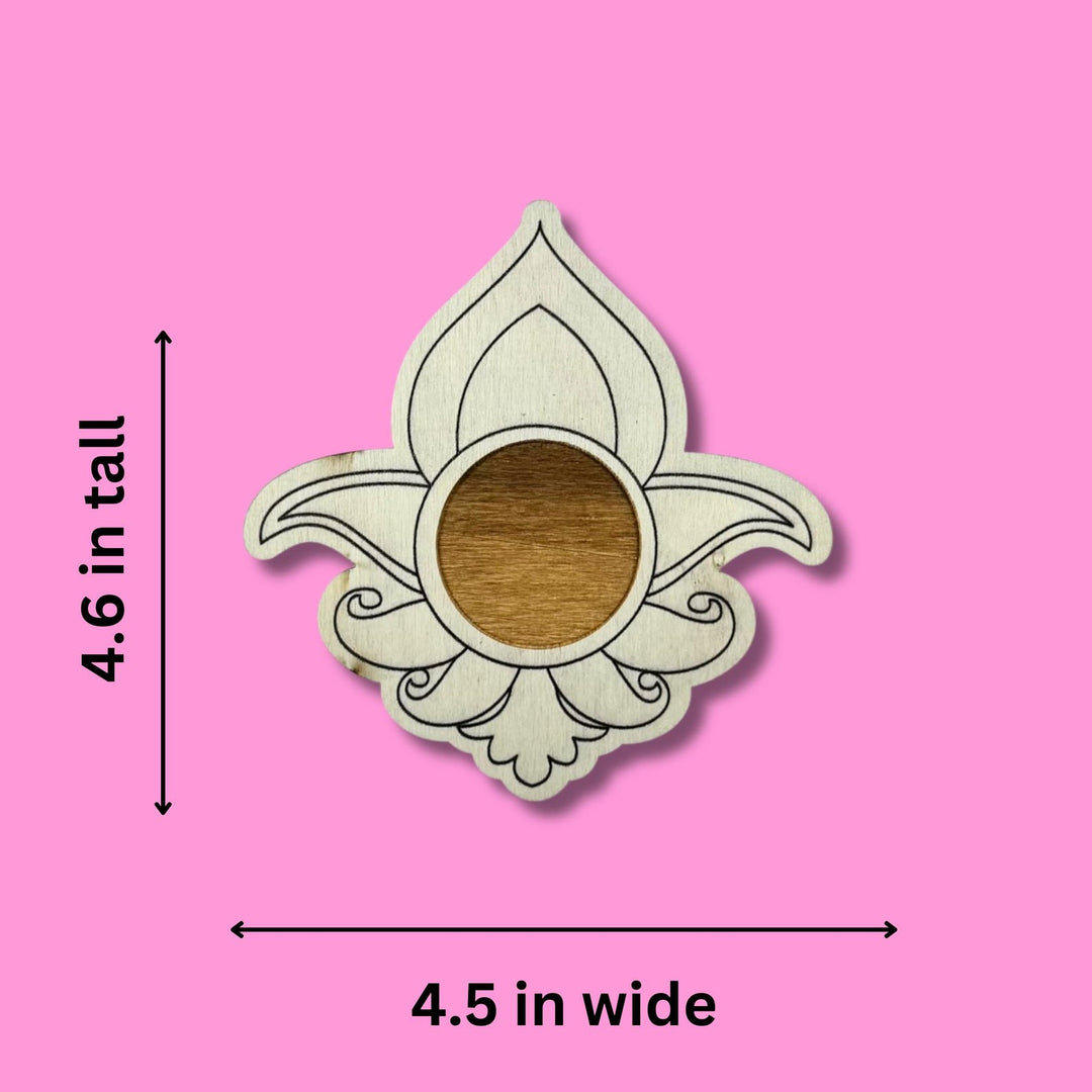 Lotus Wood Coloring Kit with Tea Light Holder