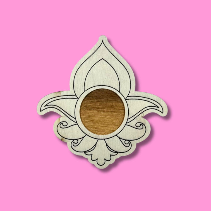 Lotus Wood Coloring Kit with Tea Light Holder