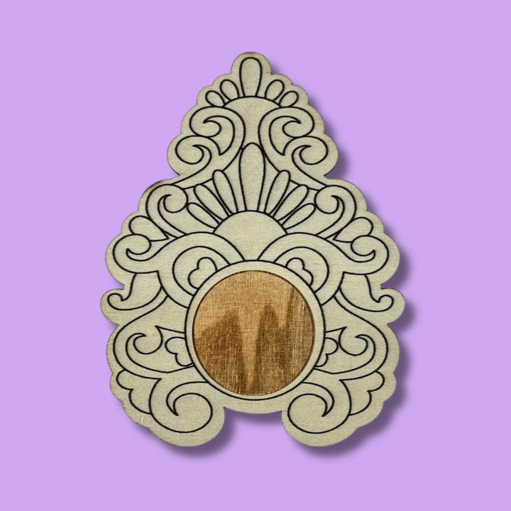 Peacock Motif Wood Coloring Kit