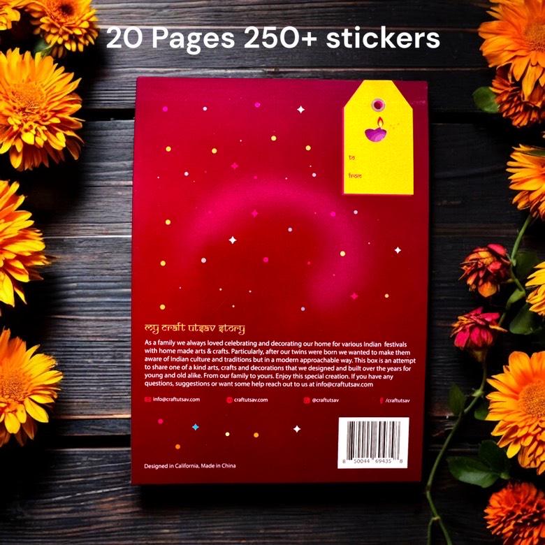 Diwali Sticker Book, 20 Sheets, 250+ Stickers
