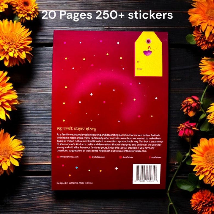 Diwali Sticker Book, 20 Sheets, 250+ Stickers