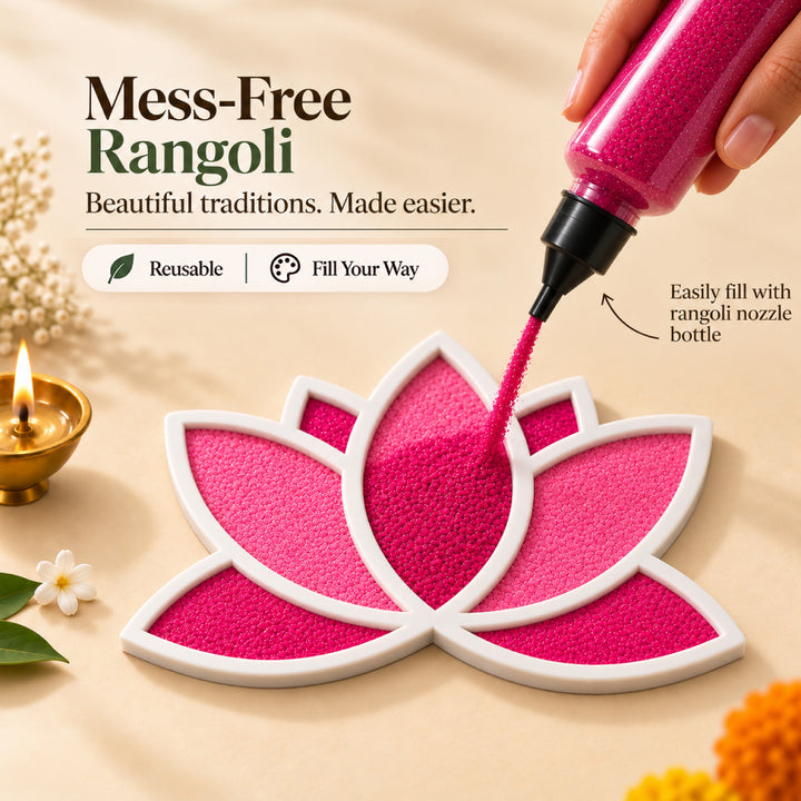 Mess Free Lotus Rangoli Mat | Reusable Diwali Rangoli Kit for Kids &amp;amp; Adults
