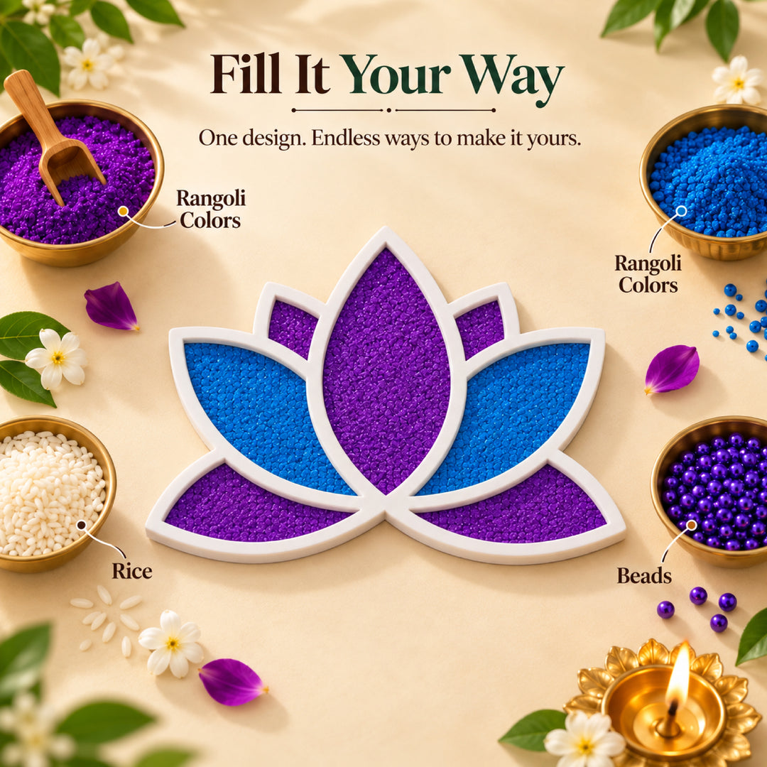 Mess Free Lotus Rangoli Mat | Reusable Diwali Rangoli Kit for Kids &amp;amp; Adults