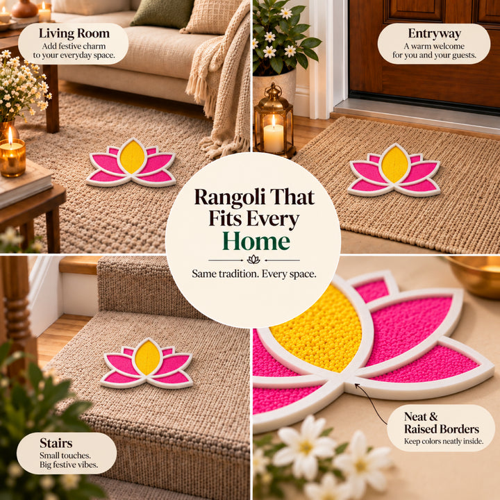 Mess Free Lotus Rangoli Mat | Reusable Diwali Rangoli Kit for Kids &amp;amp; Adults