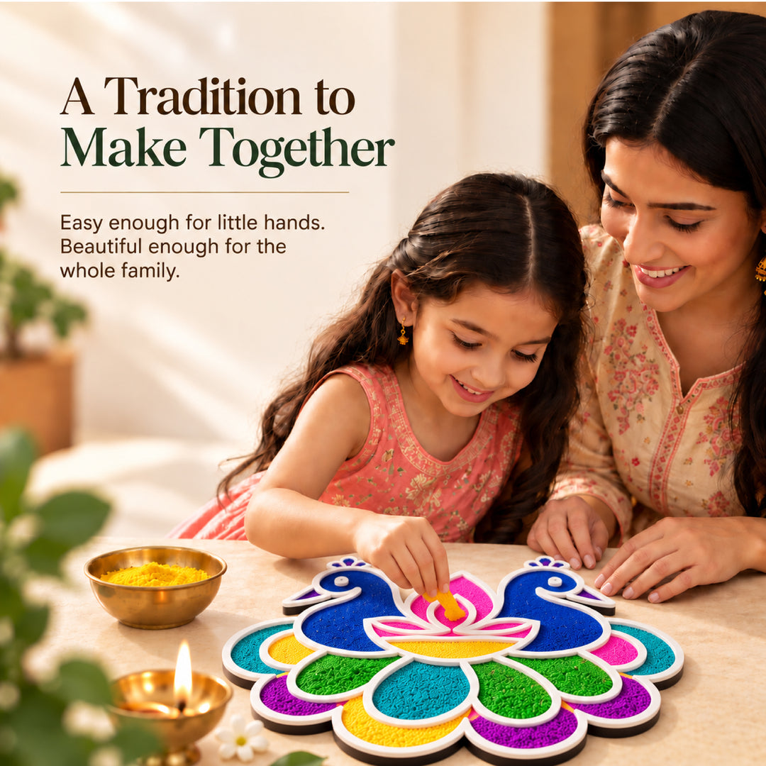 Peacock Diwali Rangoli Mat (Set of 2)